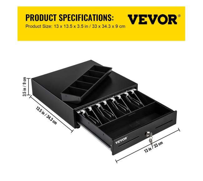 Kasos stalčius su 4 banknotų ir 5 monetų skyreliais6
