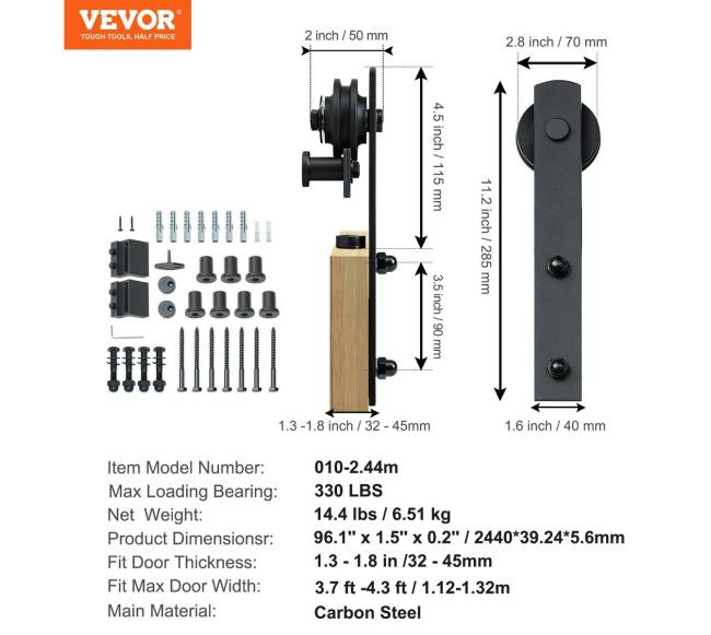 2,44 m stumdomų durų furnitūros komplektas6