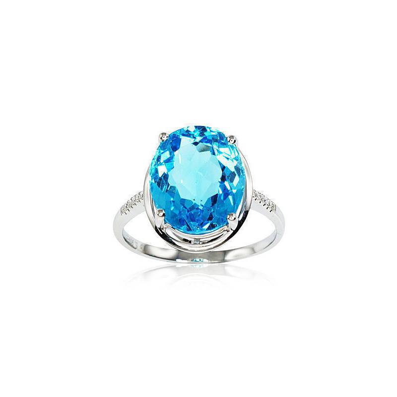 750 Auksinis žiedas, Stone: Briliantai, Mėlynas topazas, Type: Su brangakmeniais, 1100164(Au-W)_DI0