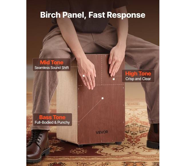 Didelis klevo medienos cajon būgnas su stygomis1