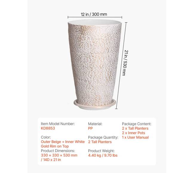 Aukšti gėlių vazonai, 2 vnt., 21 colių6