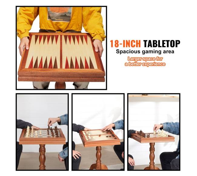 3-in-1 šachmatų, šaškių ir nardų stalo rinkinys2