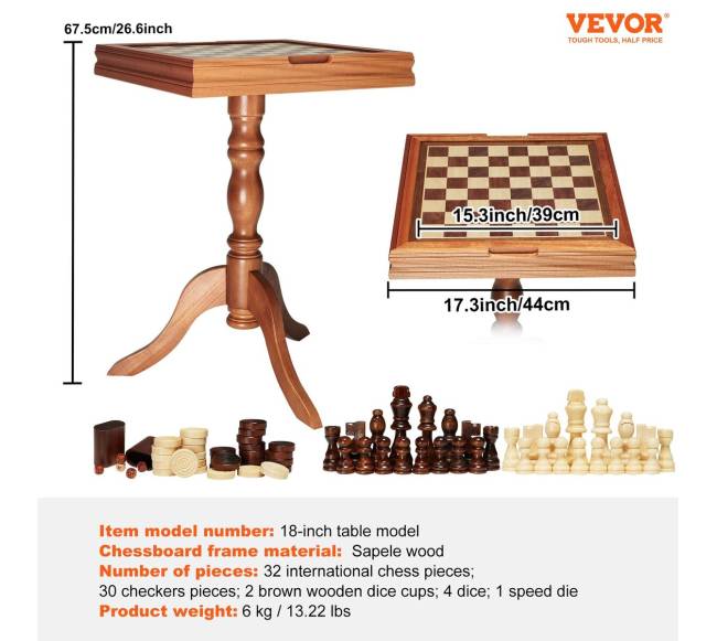 3-in-1 šachmatų, šaškių ir nardų stalo rinkinys6