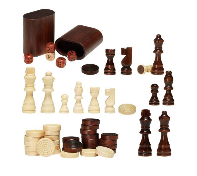 3-in-1 šachmatų, šaškių ir nardų stalo rinkinys8