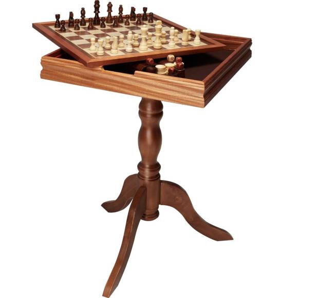 3-in-1 šachmatų, šaškių ir nardų stalo rinkinys9