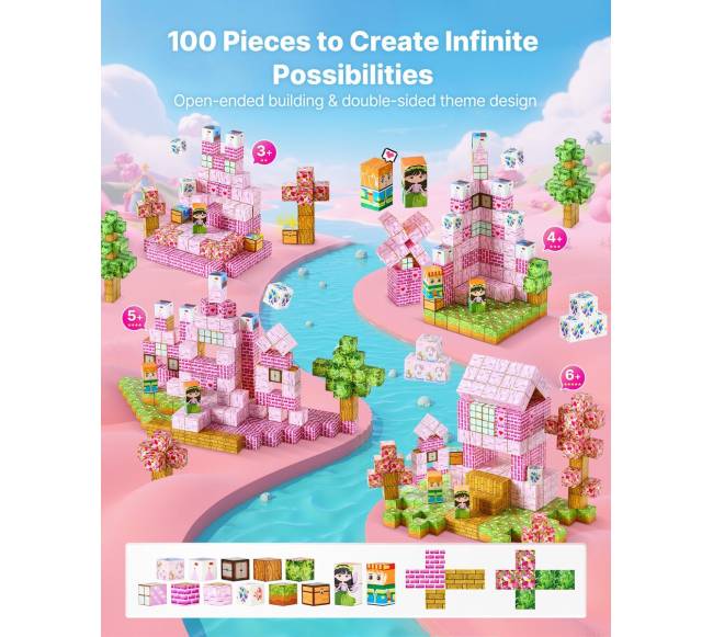 Magnetiniai blokeliai 100 vnt. pilies rinkinys1