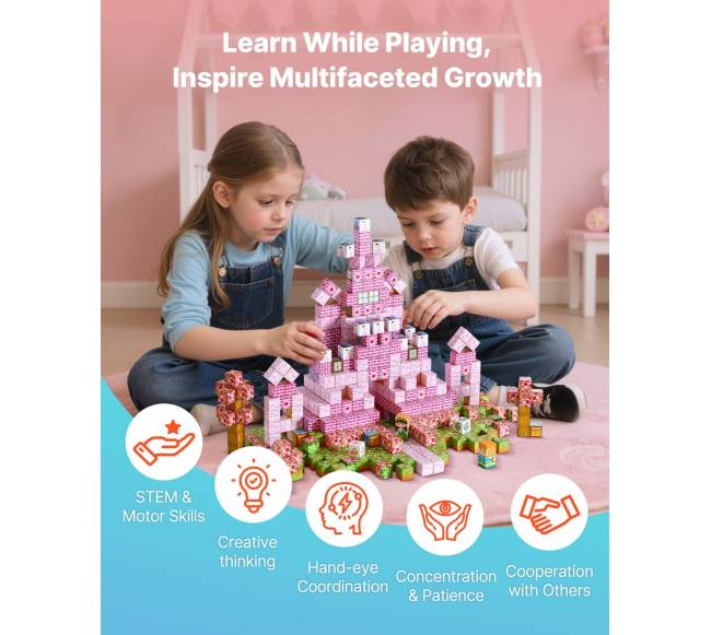 Magnetiniai blokeliai 100 vnt. pilies rinkinys3