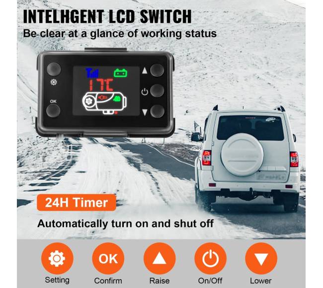 8KW dyzelinis oro šildytuvas, 12V LCD jungiklis4