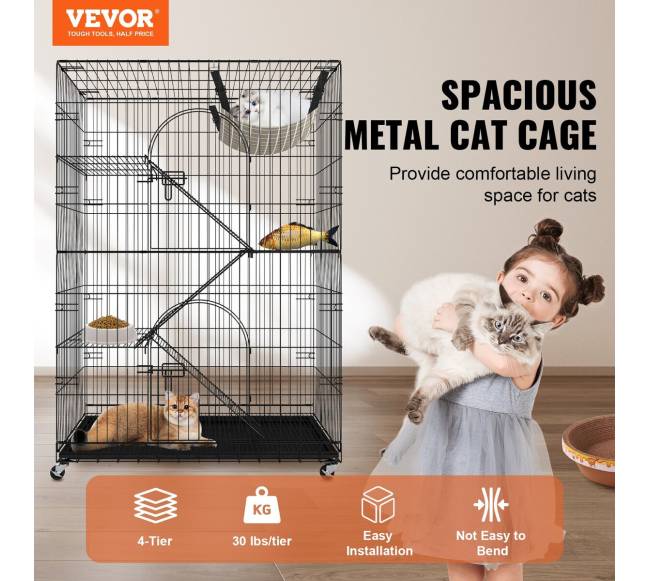 Katinas: 4 aukštų dideli narvai katėms1