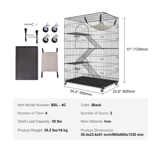 Katinas: 4 aukštų dideli narvai katėms6