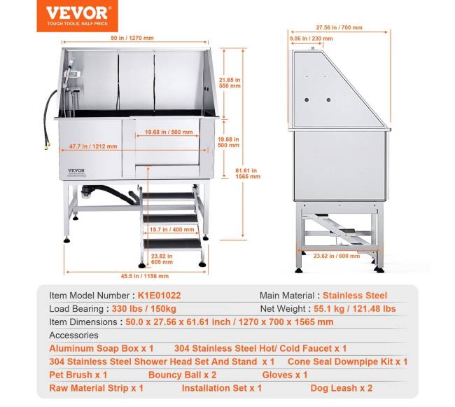 127 cm namų šunų prausykla su laiptais5