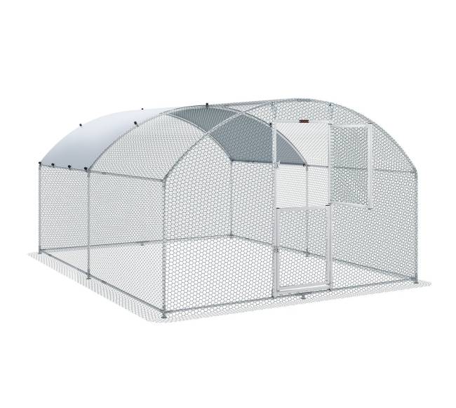 Didelis metalinis vištidė su bėgimo erdve0