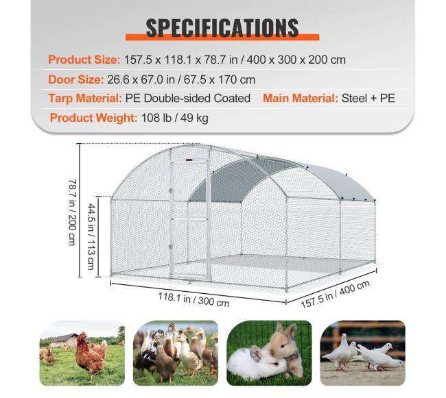 Didelis metalinis vištidė su bėgimo erdve6