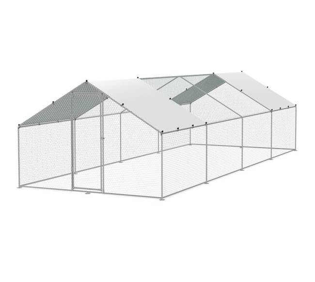 Didelis metalinis vištų namelis su aptvaru0