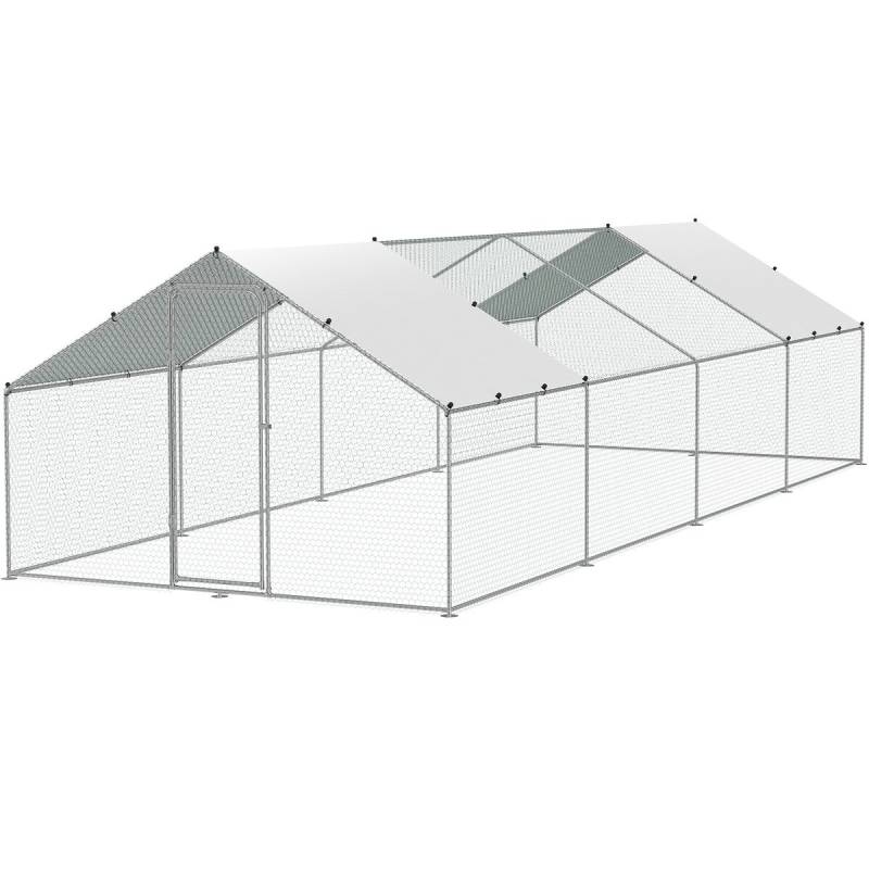 Didelis metalinis vištų namelis su aptvaru0