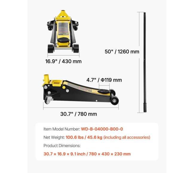 Žemo profilio domkratas 4 tonų plieninis6