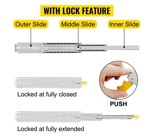 Tvirti stalčių bėgeliai su užrakto funkcija1
