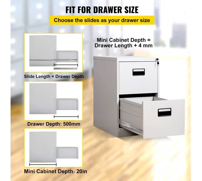 Tylių bėgių stalčių bėgeliai 50 cm4