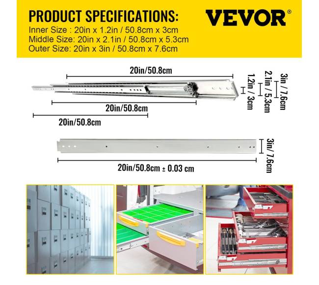 Tylių bėgių stalčių bėgeliai 50 cm6