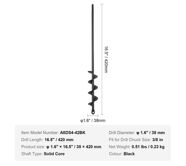 Grąžtas sodinimui 38 mm x 420 mm6