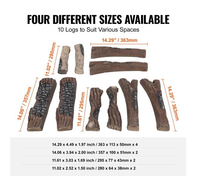 10 dalių keramikinės laužo malkos5