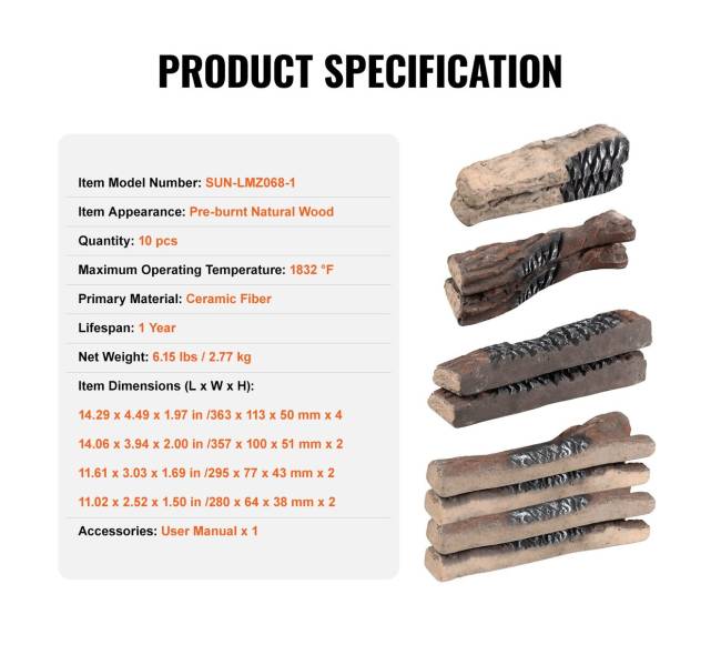 10 dalių keramikinės laužo malkos6