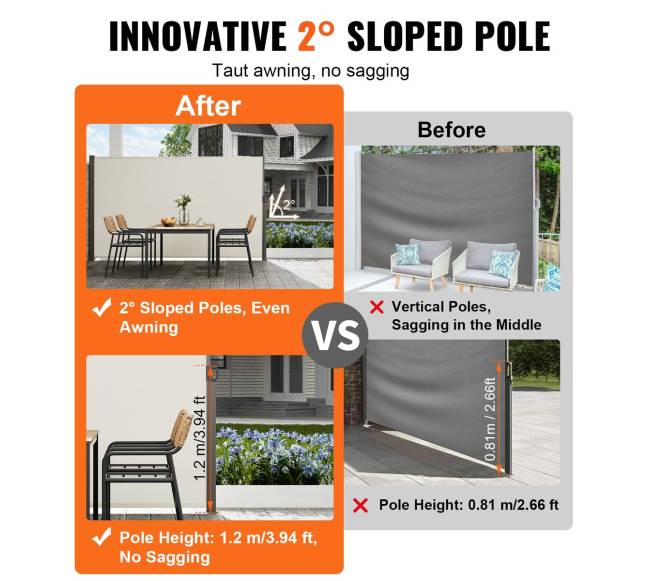 Ištraukiama šoninė markizė, 200x300 cm, smėlinė2