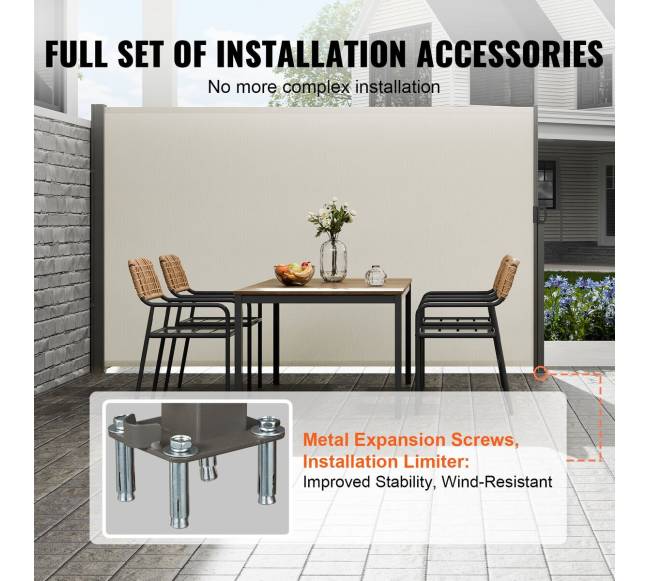 Ištraukiama šoninė markizė, 200x300 cm, smėlinė3