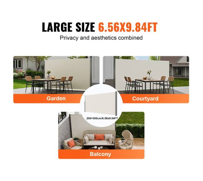 Ištraukiama šoninė markizė, 200x300 cm, smėlinė5