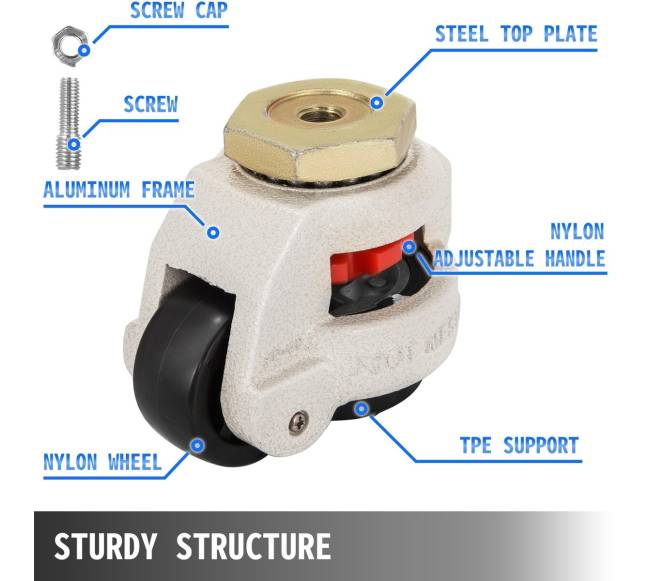 4 vnt. reguliuojamų riedėjimo ratukų GD-80S1