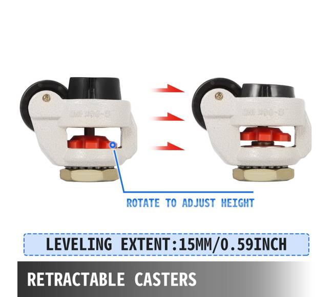 4 vnt. reguliuojamų riedėjimo ratukų GD-80S3