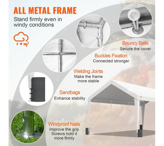 Automobilių pastogė 3x6 m su 8 poliais3