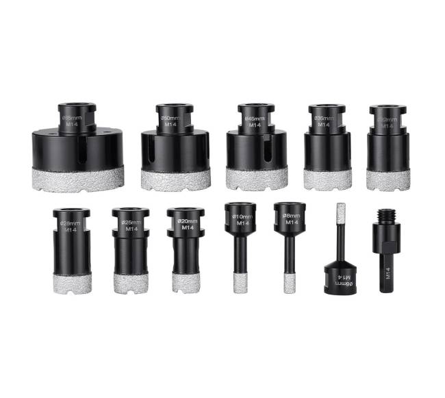 Deimantiniai grąžtai plytelėms, 11 vnt. rinkinys10