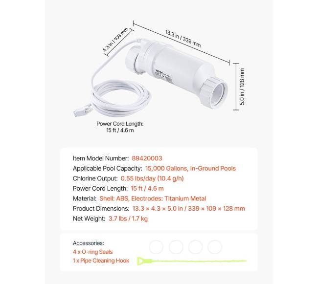 Sūraus vandens chlorinatorius W3T-Cell-3 baseinui6