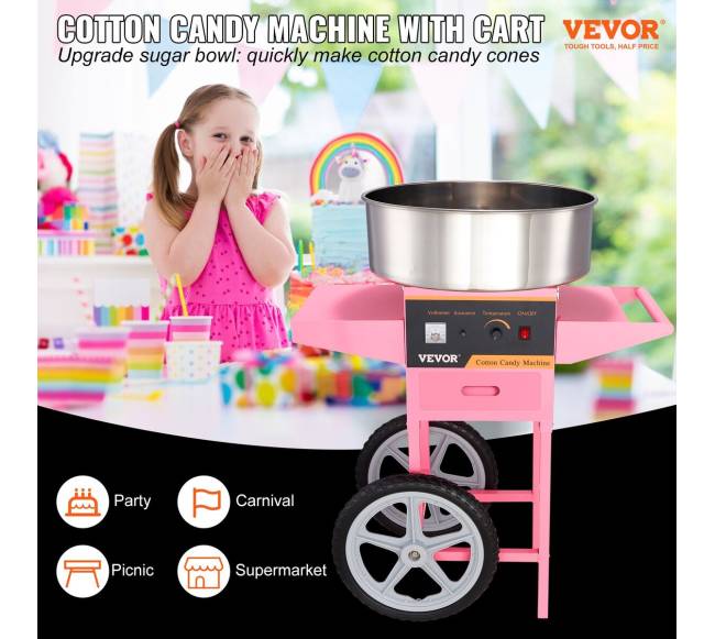 Komercinis cukraus vatos aparatas su vežimėliu5