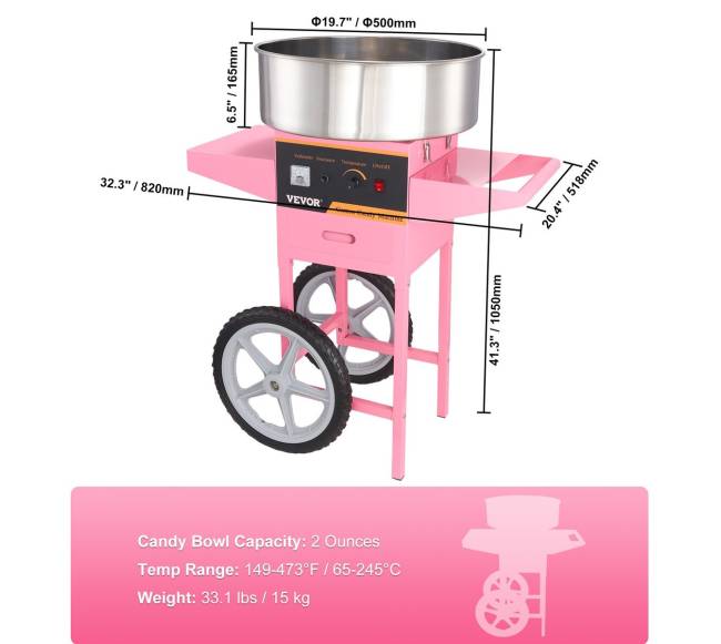 Komercinis cukraus vatos aparatas su vežimėliu6