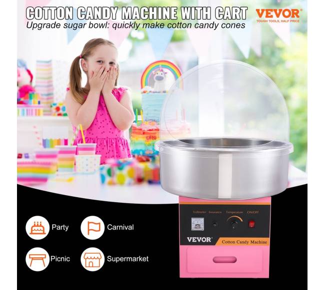 Komercinė cukraus vatos mašina su dangčiu 1000W5