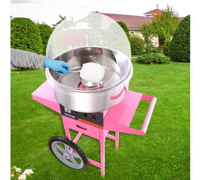 Komercinė cukraus vatos mašina su vežimėliu ir dangčiu 1000W7