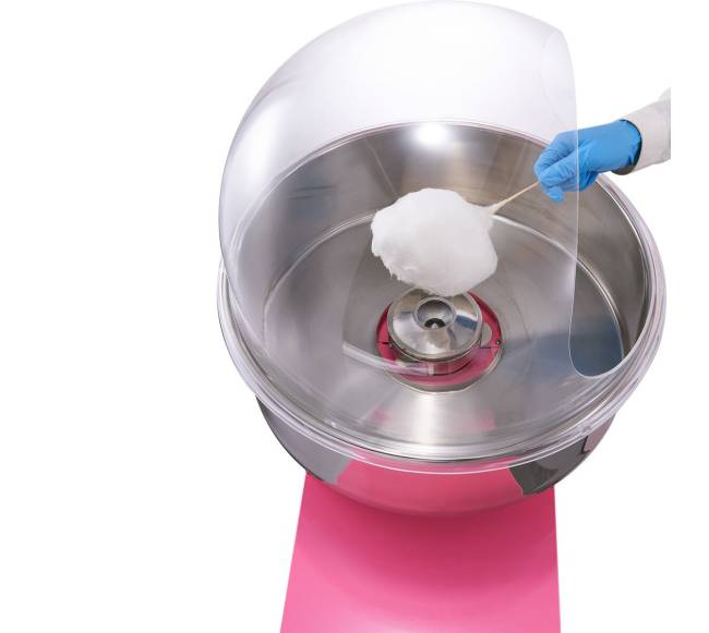 Komercinė cukraus vatos mašina su vežimėliu ir dangčiu 1000W9