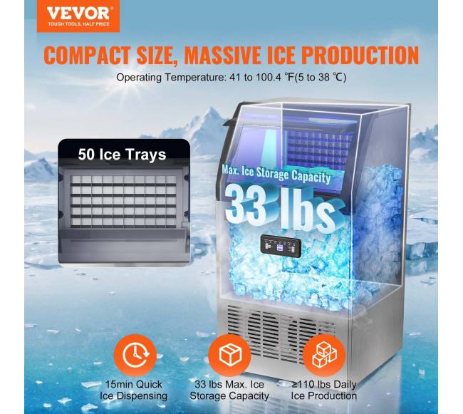 Komercinė ledo mašina su spintele 52 kg24 val 50 led. kub.1