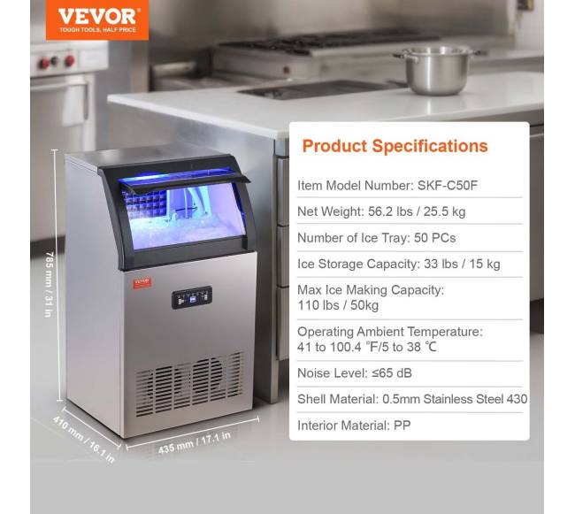 Komercinė ledo mašina su spintele 52 kg24 val 50 led. kub.6