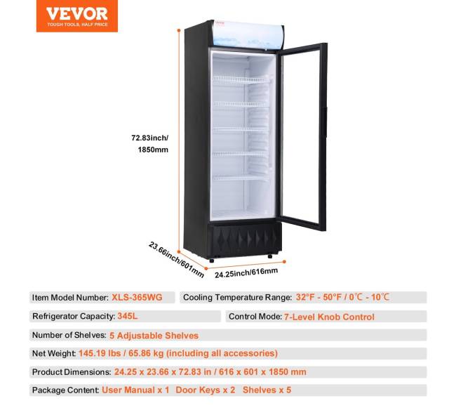 Komercinis šaldytuvas su 5 lentynomis6