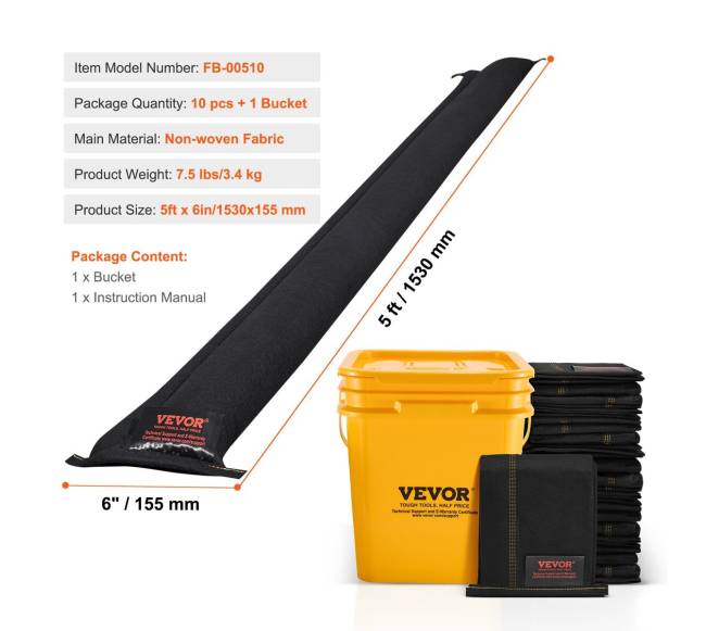 Užtvankų barjerai 10 vnt. su kibiru10