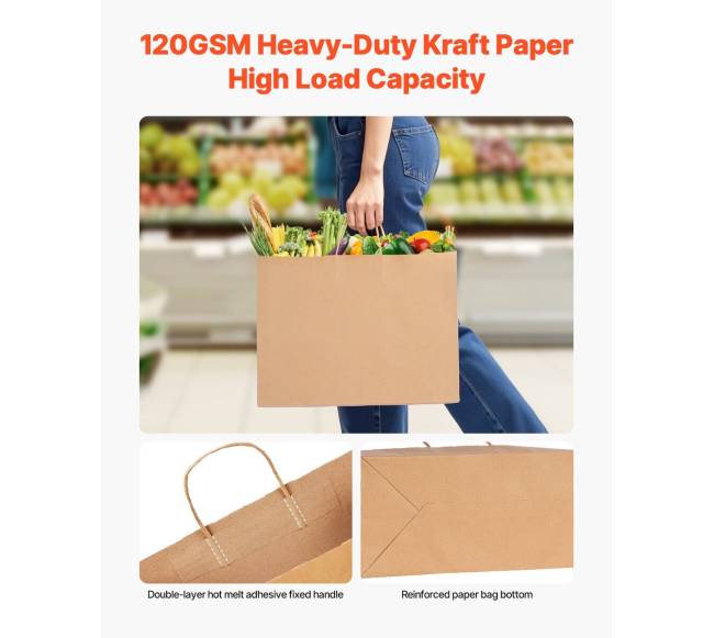 Popieriniai maišeliai su rankenomis, 100 vnt.2