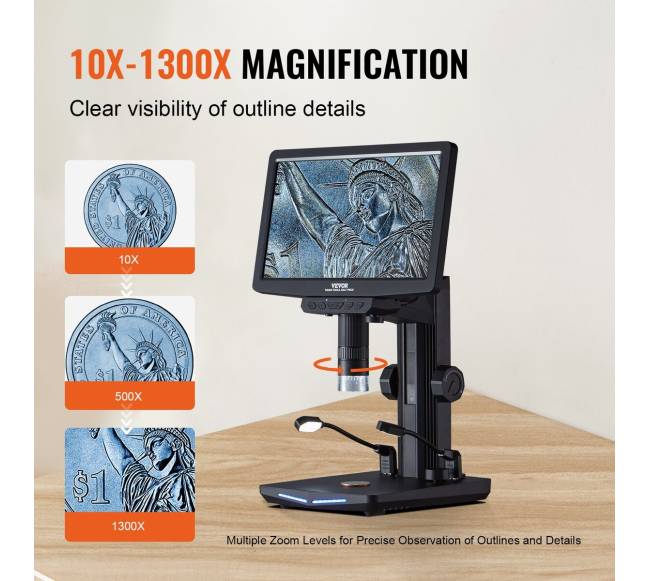 Mikroskopas su 10.1 colio ekranu ir 1300X didinimu2