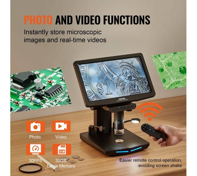 Mikroskopas su 10.1 colio ekranu ir 1300X didinimu4