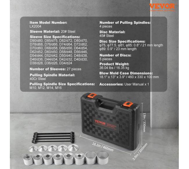 36 dalių gilzės ir įvorės pašalinimo rinkinys6