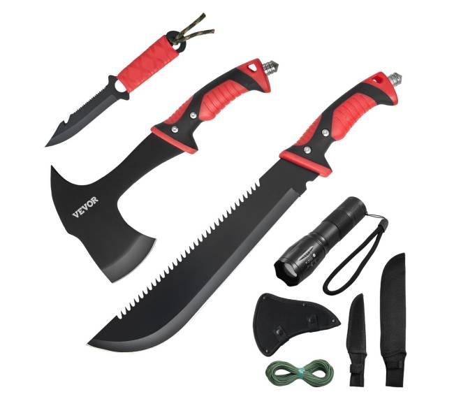 Stovyklavimo kirvis ir mačetė su priedais9