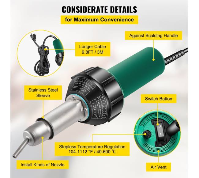 Stogų suvirinimo aparatas, PVC karšto oro pistoletas5