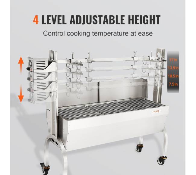 Grilis su fiksačiais ratais ir nerūdijančio plieno šakute2